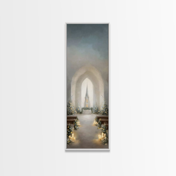Starry Chapel Peace – Framed Canvas Print – Tall Skinny Art Print – Christian Art Canvas – Christmas Wall Art – Christian Wall Art – Christ