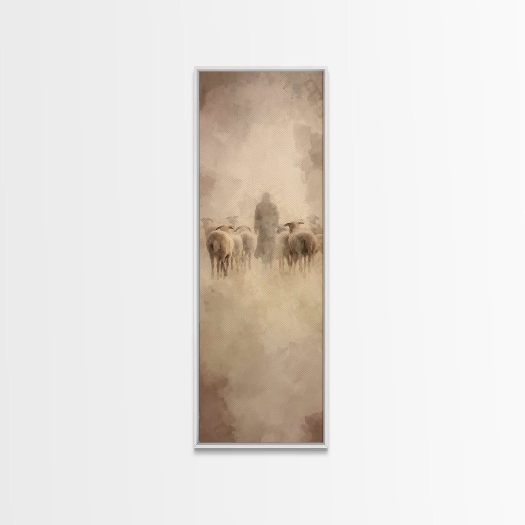 Shepherds Of Peace – Framed Canvas Print – Christian Wall Art – Christian Art Canvas – Jesus Painting – Narrow Art – Christian Christmas Ar