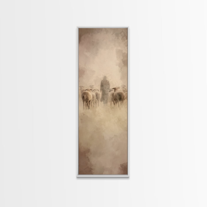 Shepherds Of Peace – Framed Canvas Print – Christian Wall Art – Christian Art Canvas – Jesus Painting – Narrow Art – Christian Christmas Ar
