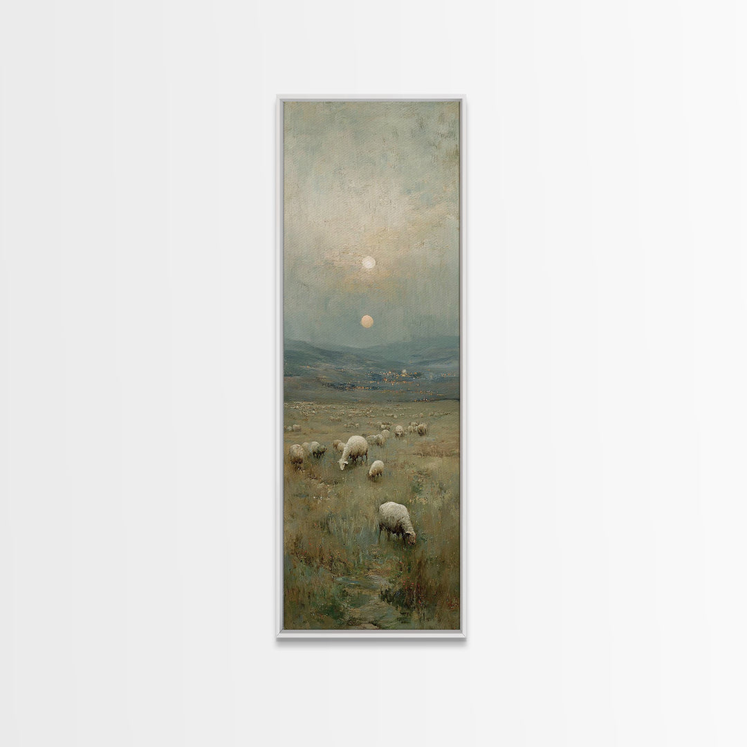 Bethlehem Pastures – Framed Canvas Print – Christian Art Print – Christmas Wall Art – Christian Art Canvas – Narrow Art – Christian Christm