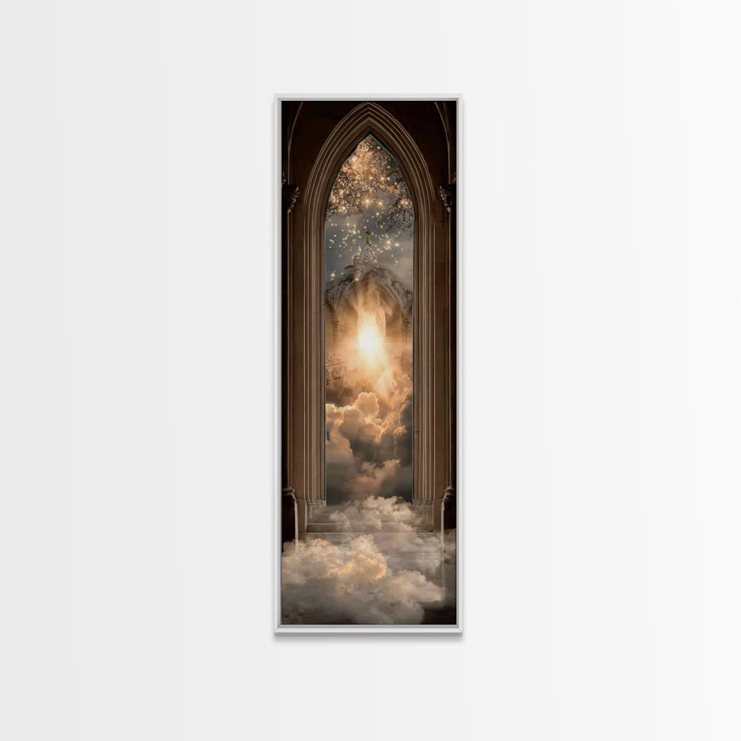 Heaven’s Holy Gate – Framed Canvas Print – Christian Wall Art – Christian Art Canvas – Modern Christian Art – Skinny Art – Christian Painti