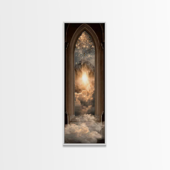 Heaven’s Holy Gate – Framed Canvas Print – Christian Wall Art – Christian Art Canvas – Modern Christian Art – Skinny Art – Christian Painti