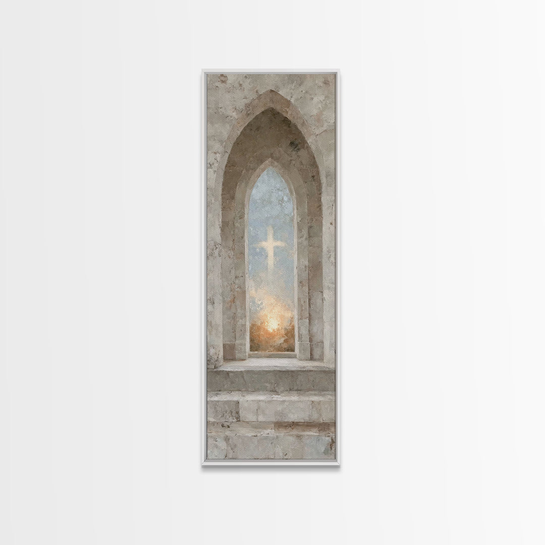 Sanctuary Of Light – Framed Canvas Print – Christian Art Canvas – Christian Wall Art – Subtle Christian Art – Narrow Art – Christian Art Pr