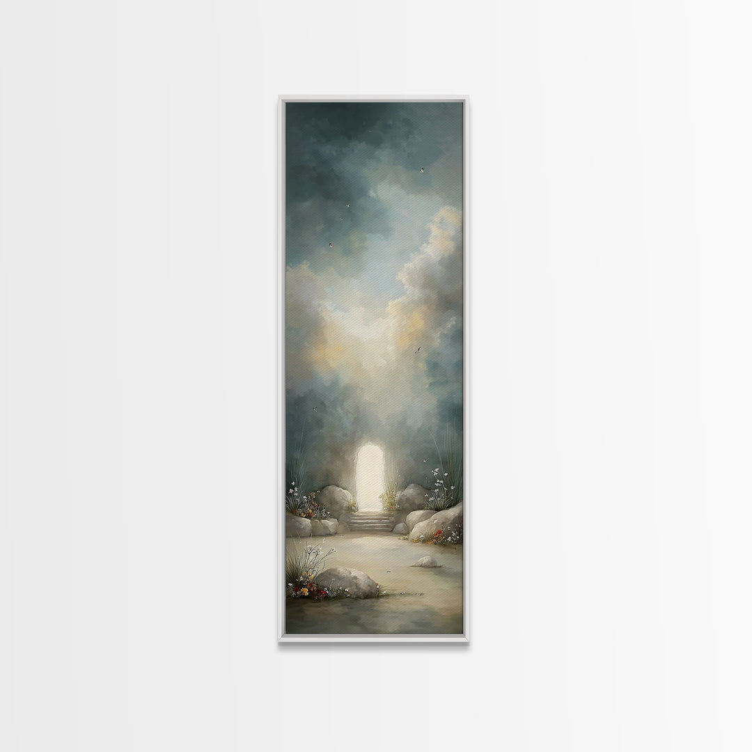Garden Of Resurrection – Framed Canvas Print – Christian Art Canvas – Christian Wall Art – Modern Christian Art – Tall Skinny Art Print – C