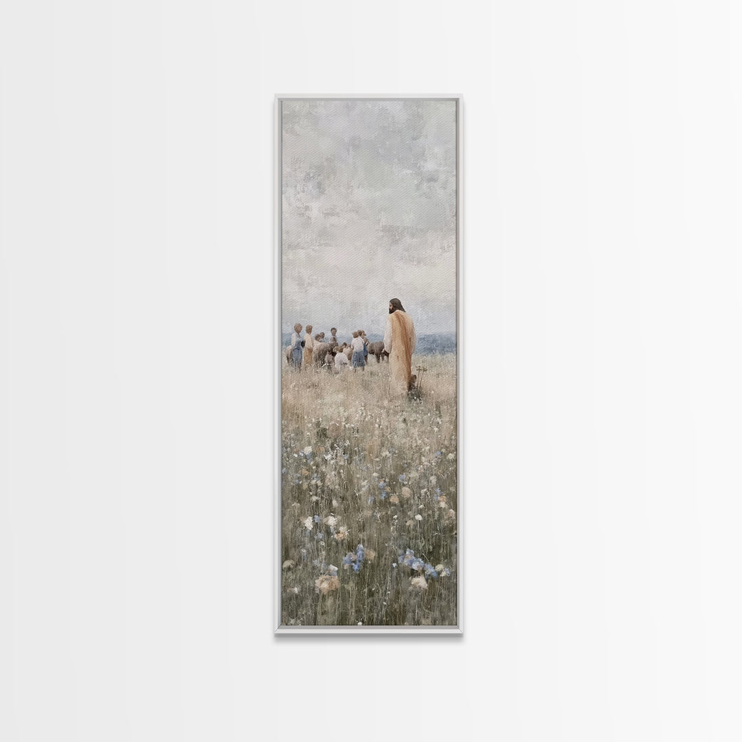 Teaching Of Peace | Framed Canvas Print | Jesus Art Print | Christian Wall Art | Christian Art Canvas | Tall Skinny Art Print | Christian A