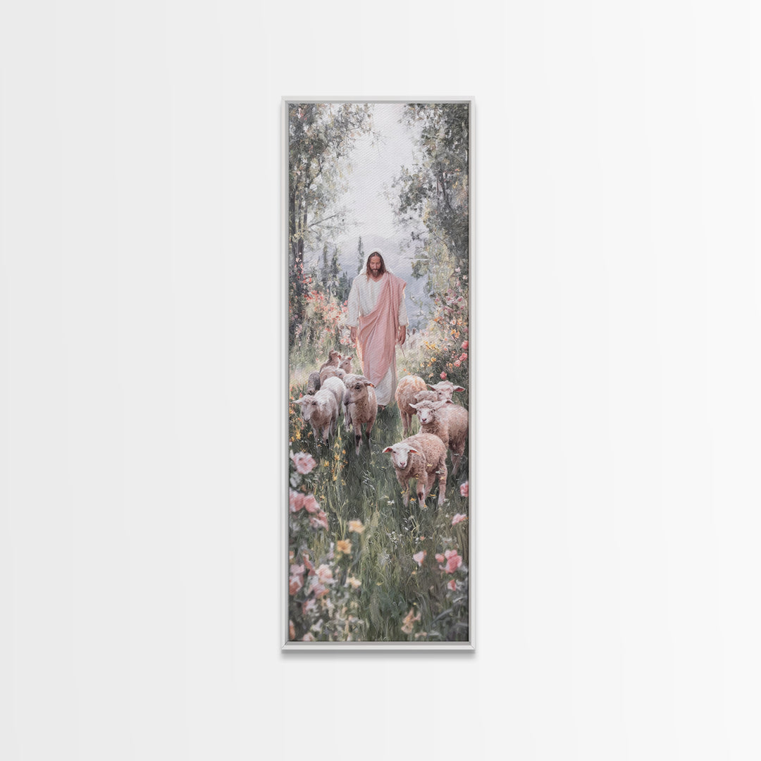 Garden Of Mercy | Framed Canvas Print | Christian Art Work | Jesus Painting | Narrow Art | Christian Christmas Art | Christian Decor