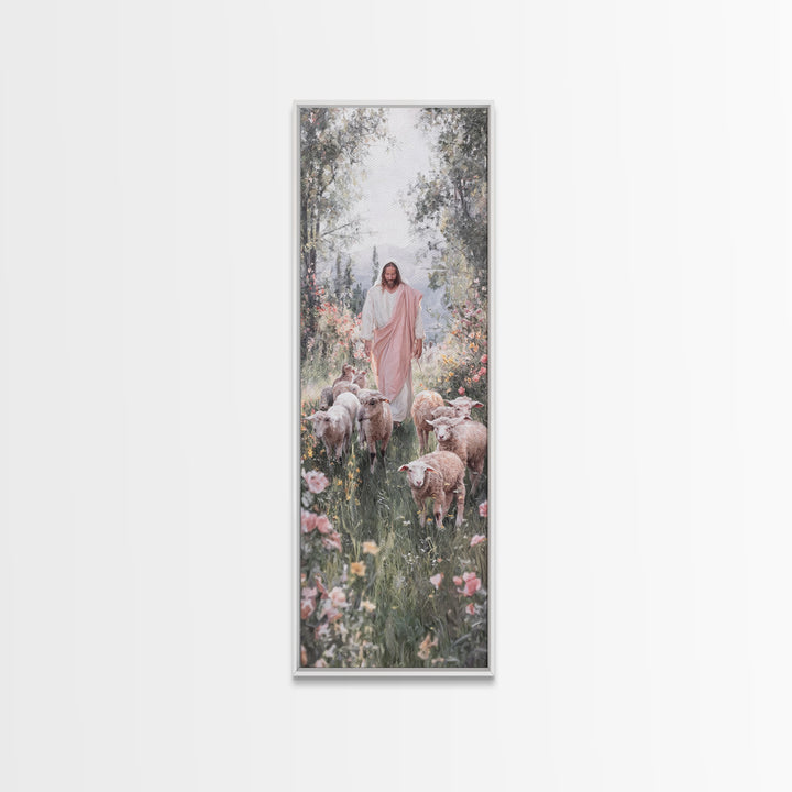 Garden Of Mercy | Framed Canvas Print | Christian Art Work | Jesus Painting | Narrow Art | Christian Christmas Art | Christian Decor