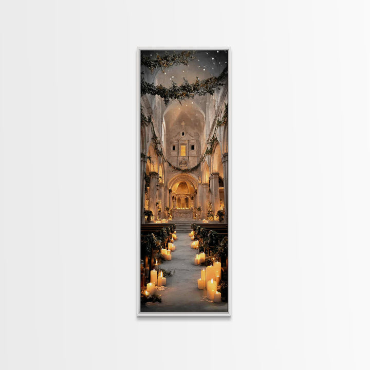 Everlasting Cathedral Light – Framed Canvas Print – Narrow Art – Christian Wall Art – Christian Art Canvas – Christmas Art – Christian Deco