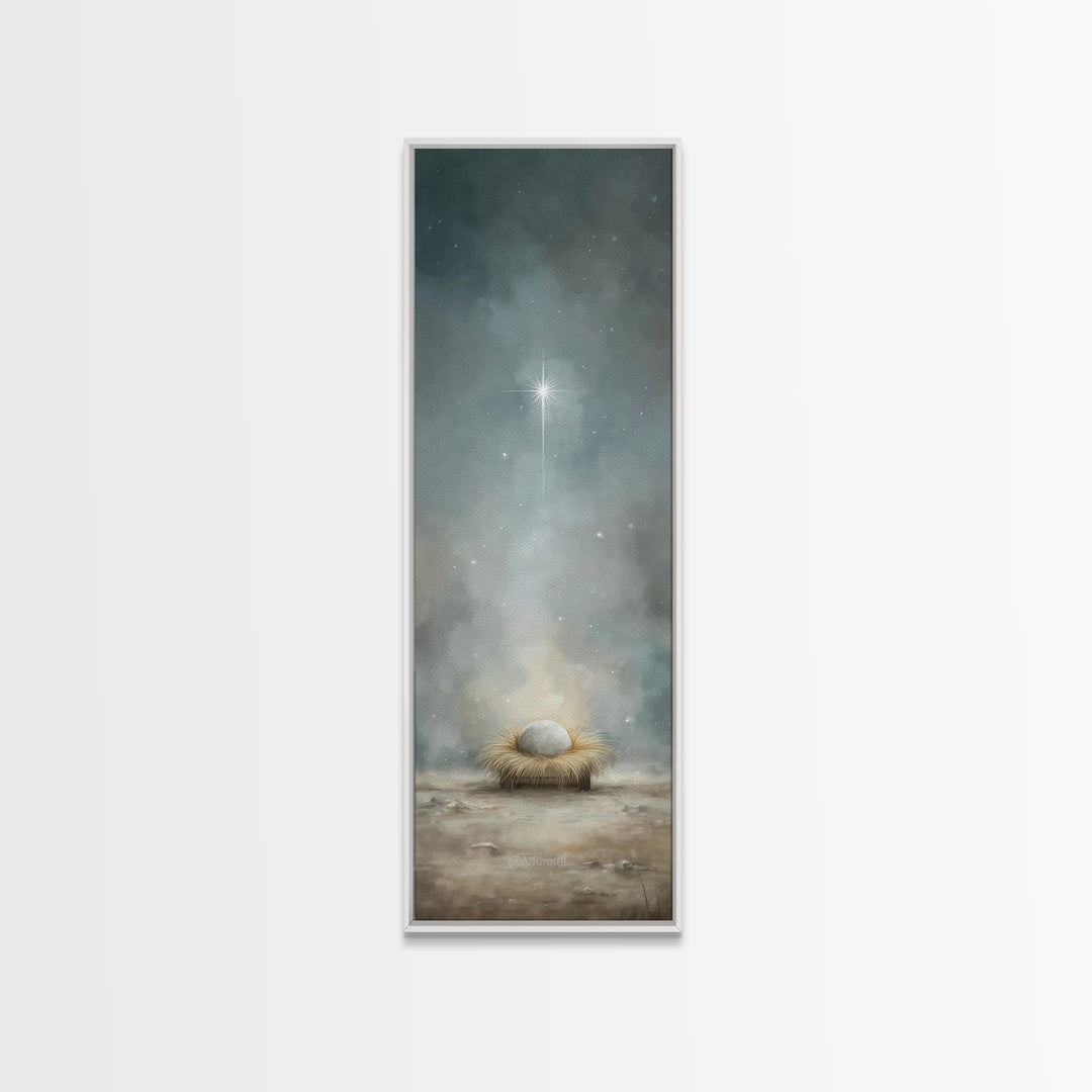 Divine Birth Star – Framed Canvas Print – Christian Christmas Art – Jesus Painting – Christian Art Canvas – Christmas Art – Christian Wall