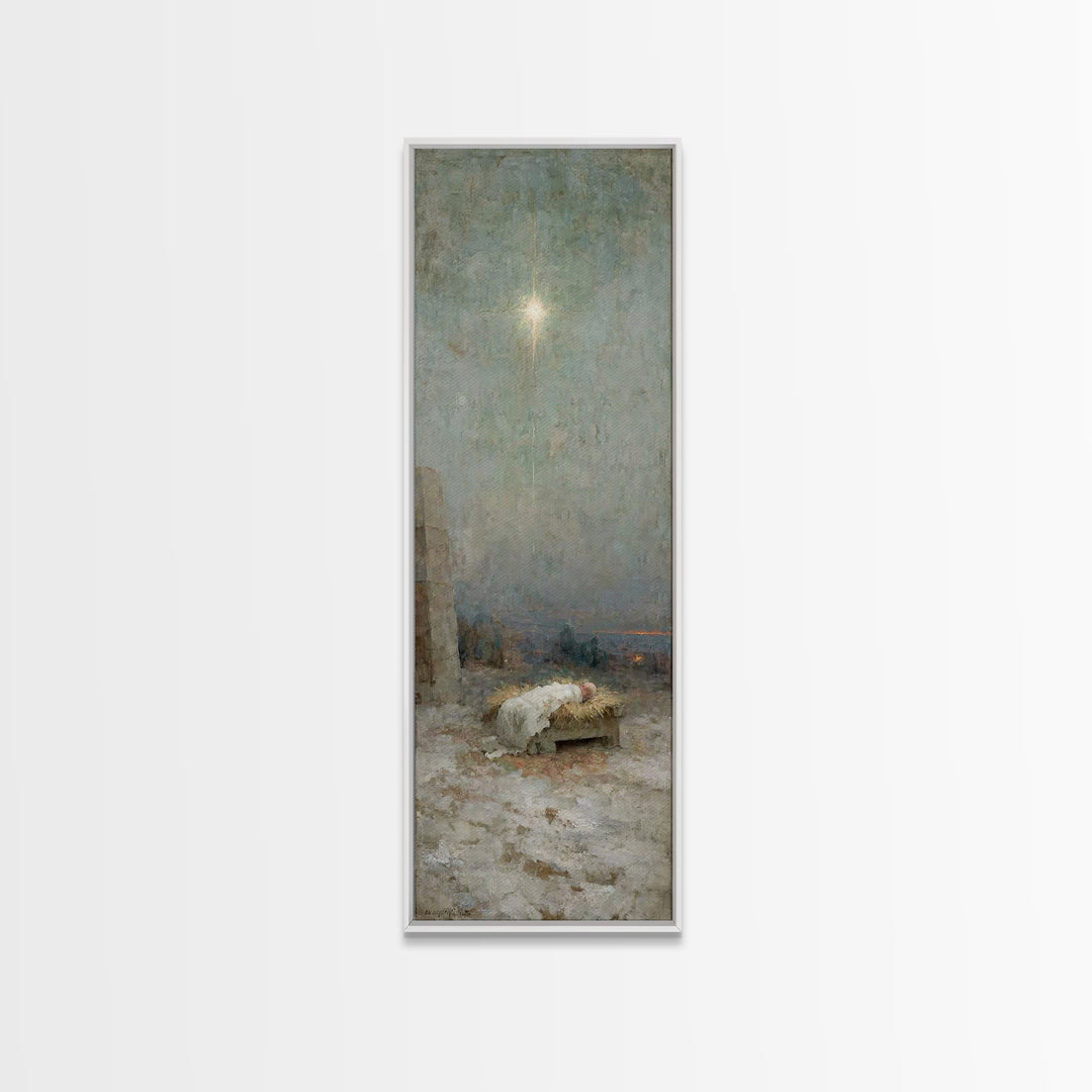 Holy Stable Peace – Framed Canvas Print – Bible Art – Christmas Art – Christian Art Canvas – Christian Wall Art – Jesus Painting – Christia