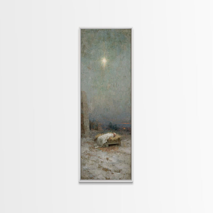 Holy Stable Peace – Framed Canvas Print – Bible Art – Christmas Art – Christian Art Canvas – Christian Wall Art – Jesus Painting – Christia