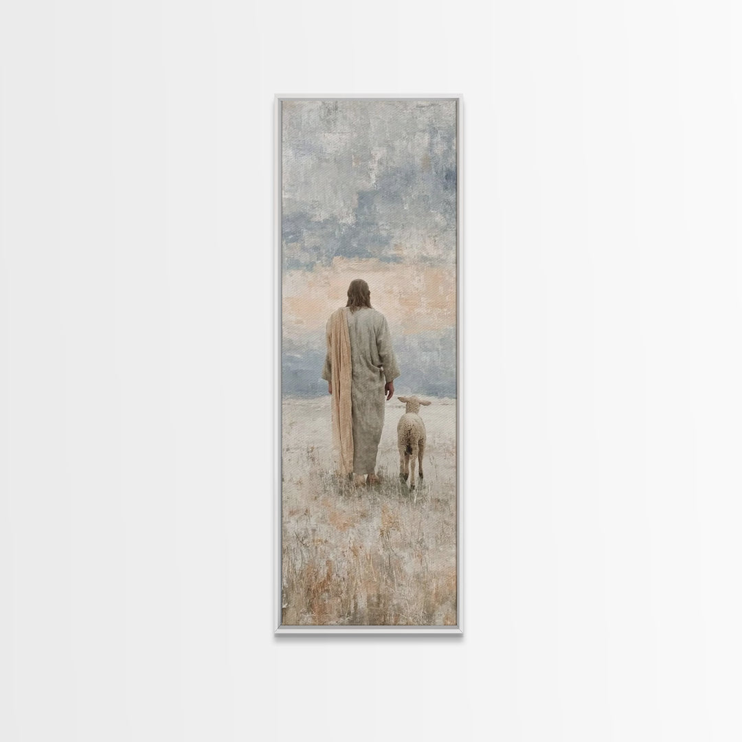 Silent Pastures – Framed Canvas Print – Skinny Art – Christian Art Print – Jesus Painting – Vintage Christian Art – Christian Wall Art
