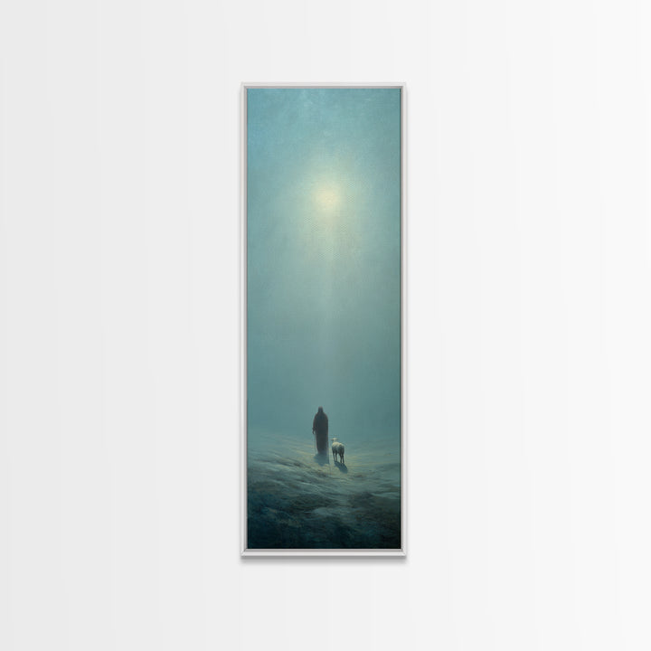 Sacred Solitude | Framed Canvas Print | Skinny Art | Large Christian Painting | Jesus Art Print | Christian Christmas Art | Christian Wall