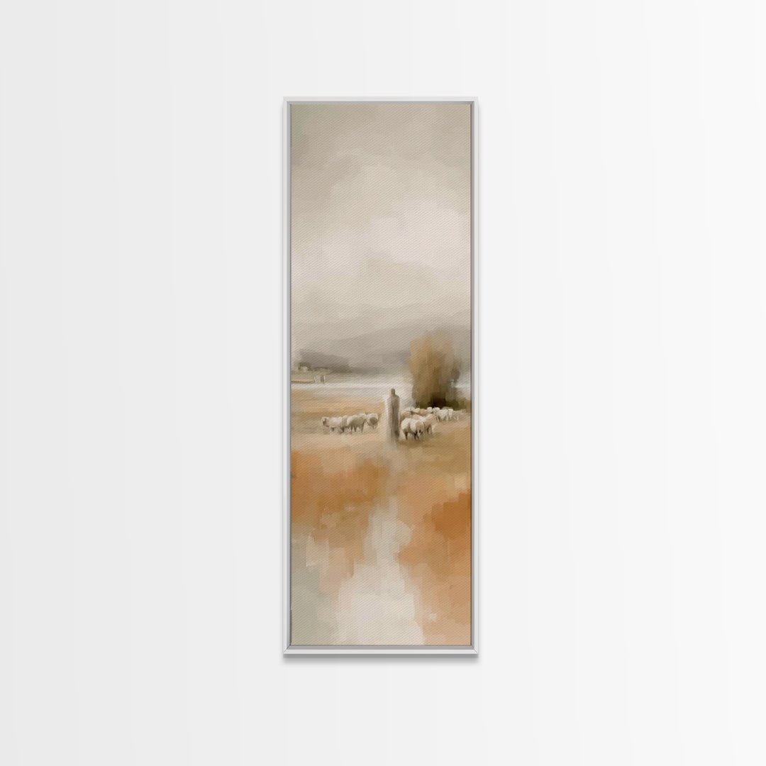 Quiet Pasture Light | Framed Canvas Print | Christian Art Canvas | Christian Wall Art | Christmas Art | Tall Narrow Wall Art | Jesus Painti