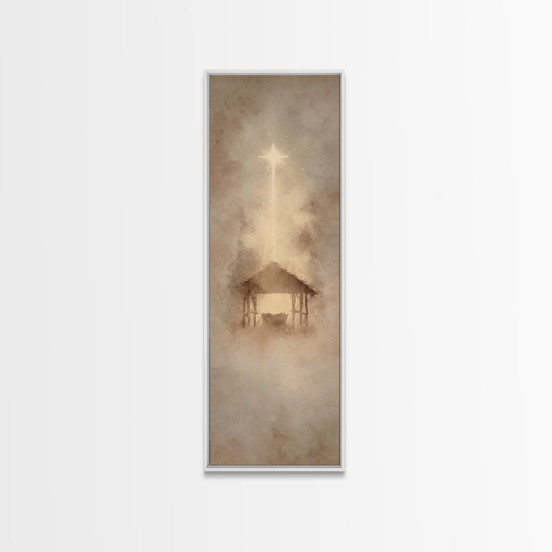 Radiant Hope Star | Framed Canvas Print | Christmas Art | Christian Wall Art | Christian Art Canvas | Skinny Art | Christian Christmas Art