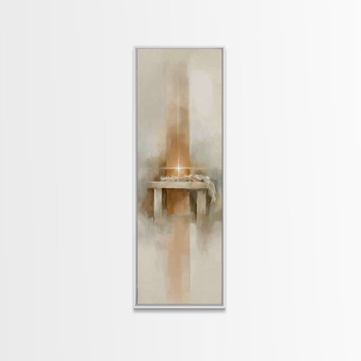 Radiant Manger Glow - Framed Canvas Print - Christian Wall Art - Christian Art Canvas - Christmas Art - Tall Narrow Wall Art - Christian Ar
