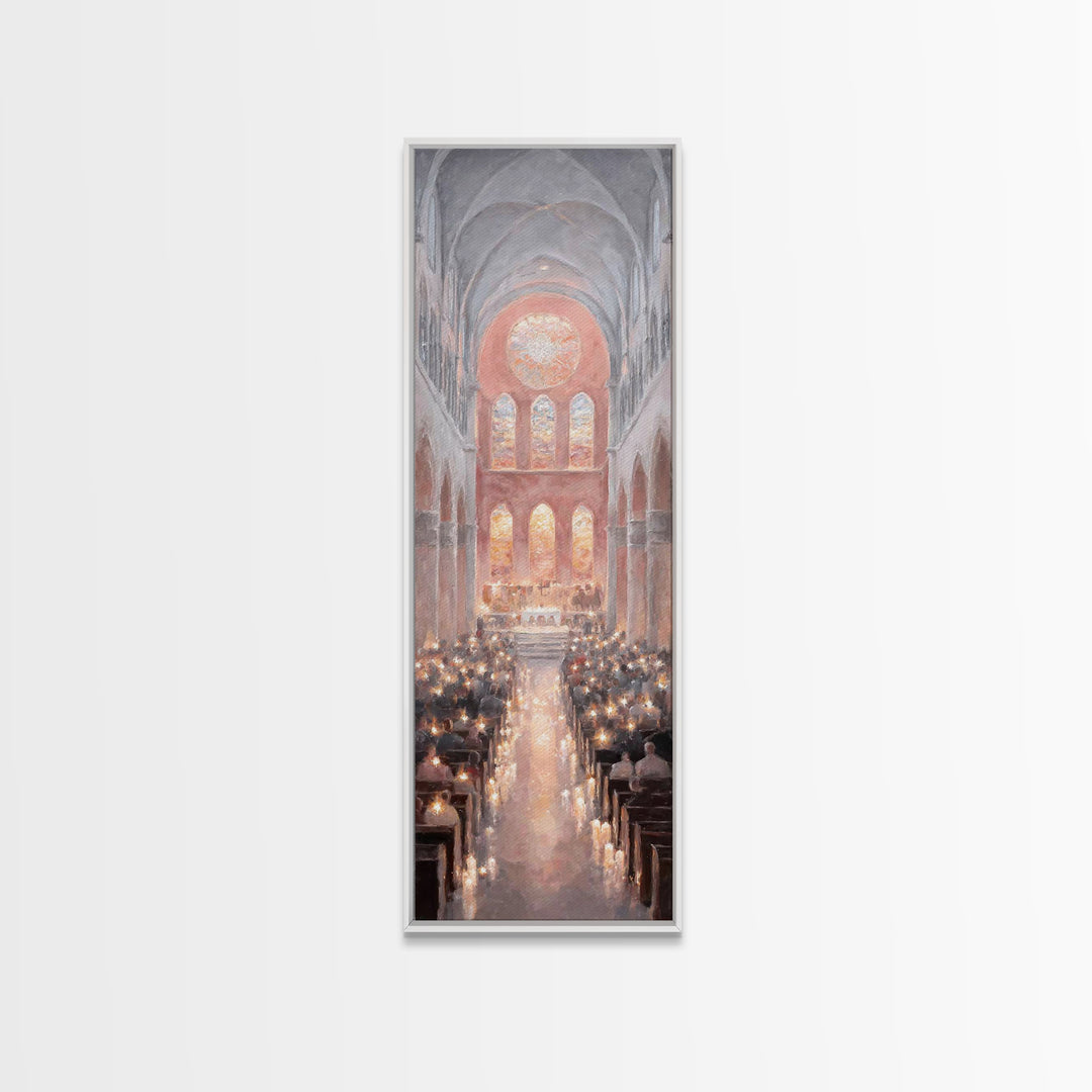 Advent Sanctuary Glow – Framed Canvas Print – Skinny Art – Christian Art Canvas – Christmas Wall Art – Christian Decor – Christian Art Prin