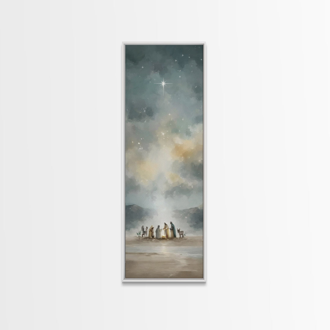 The Guiding Star – Framed Canvas Print – Tall Narrow Wall Art – Christian Wall Art – Christian Art Canvas – Christmas Art