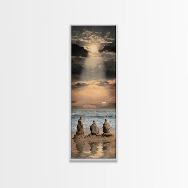 Shepherds At Dawn – Framed Canvas Print – Tall Skinny Art Print – Christian Art – Christian Art Canvas – Christian Christmas Art