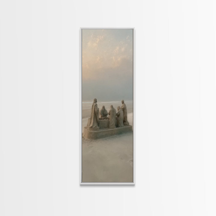 Heavenly Firelight – Framed Canvas Print – Tall Narrow Wall Art – Christian Art Canvas – Christian Painting – Christmas Wall Art