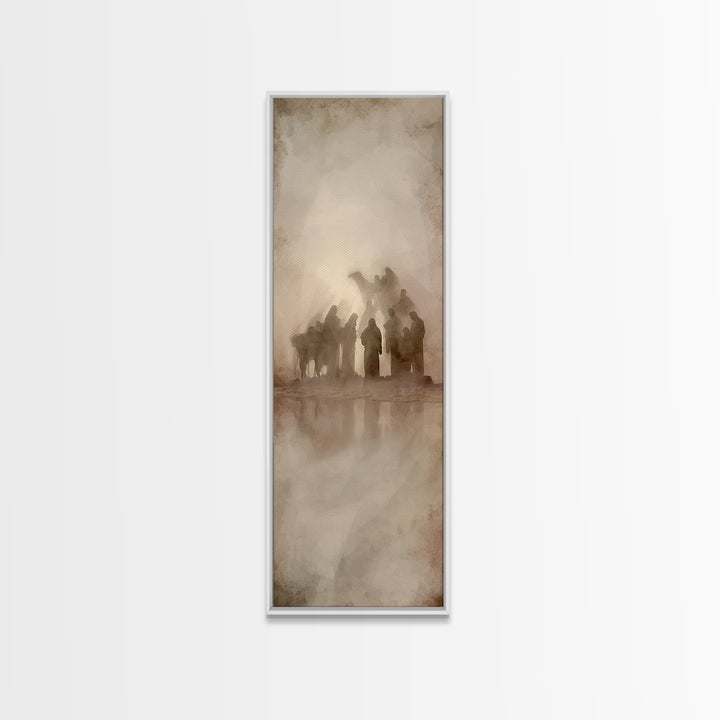 Desert Pilgrims Gathering – Framed Canvas Print – Skinny Art – Christian Art – Christian Art Painting – Christian Christmas Art
