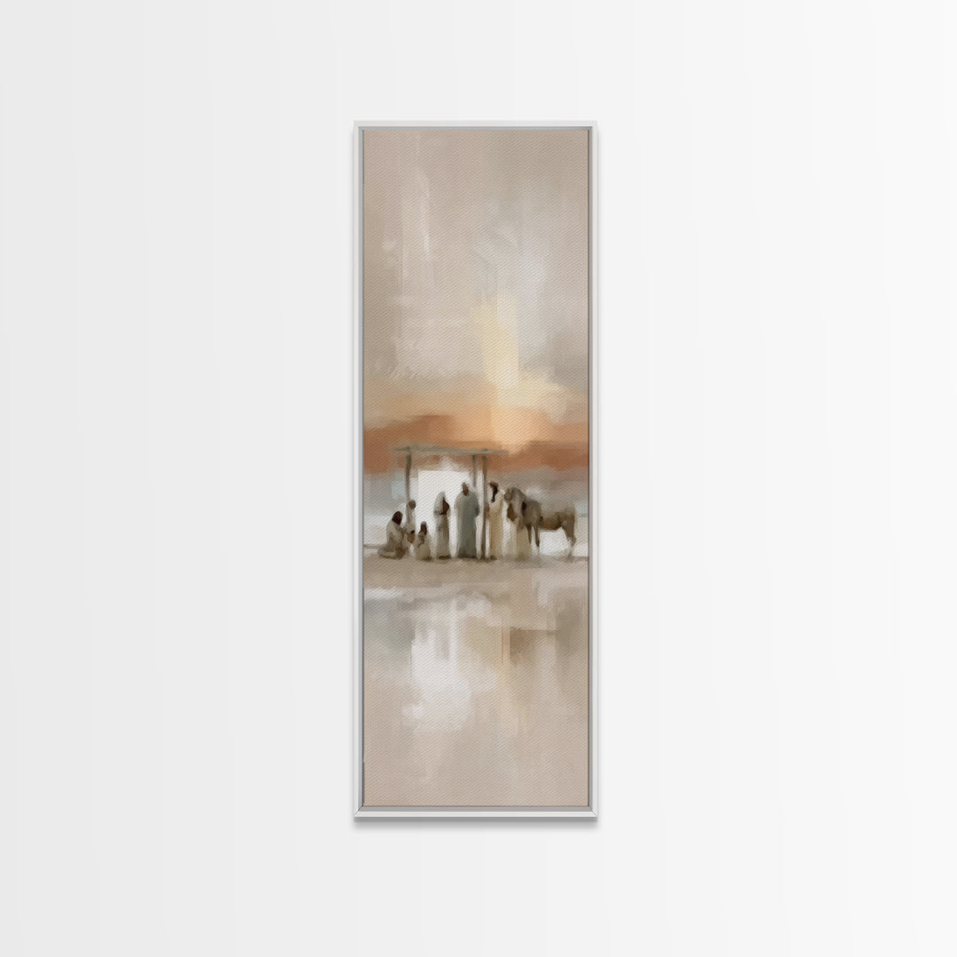 Sacred Journey – Framed Canvas Print – Tall Skinny Art Print – Christian Wall Art – Vintage Christian Art – Christmas Art