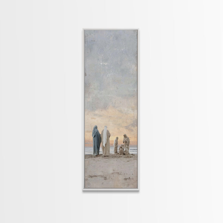 Soft Bethlehem Light – Framed Canvas Print – Tall Narrow Wall Art – Christian Art Prints – Christian Christmas Art – Jesus Painting