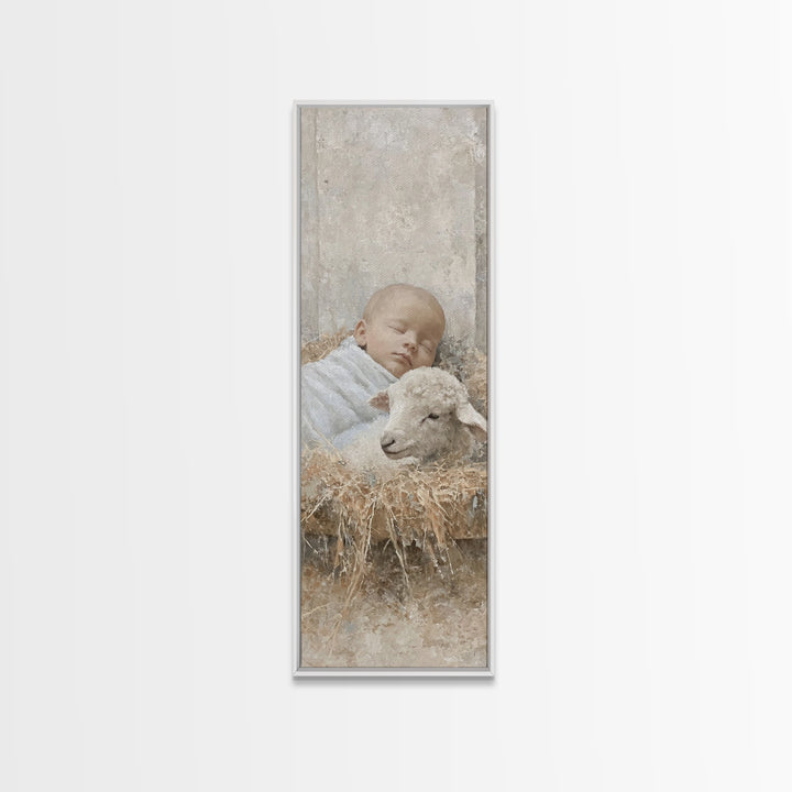 Cradle Of Peace – Framed Canvas Print – Tall Skinny Art Print – Christian Art – Christian Art Canvas – Christmas Wall Art