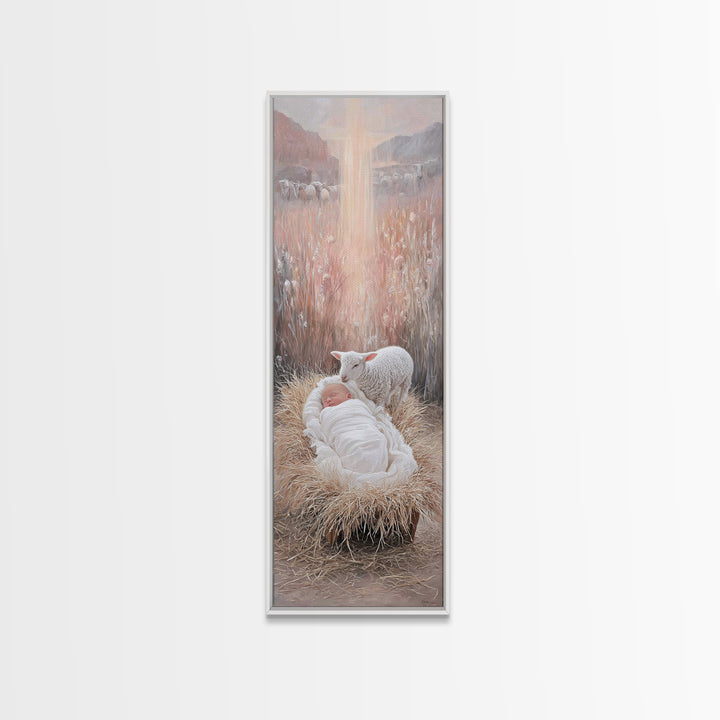The Starry Stable – Framed Canvas Print – Narrow Art – Christian Art Canvas – Christmas Art – Christian Wall Art