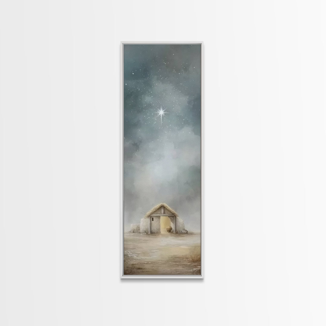 Bethlehem Shelter Hope – Framed Canvas Print – Skinny Art – Christian Wall Art – Christian Art Painting – Christmas Art