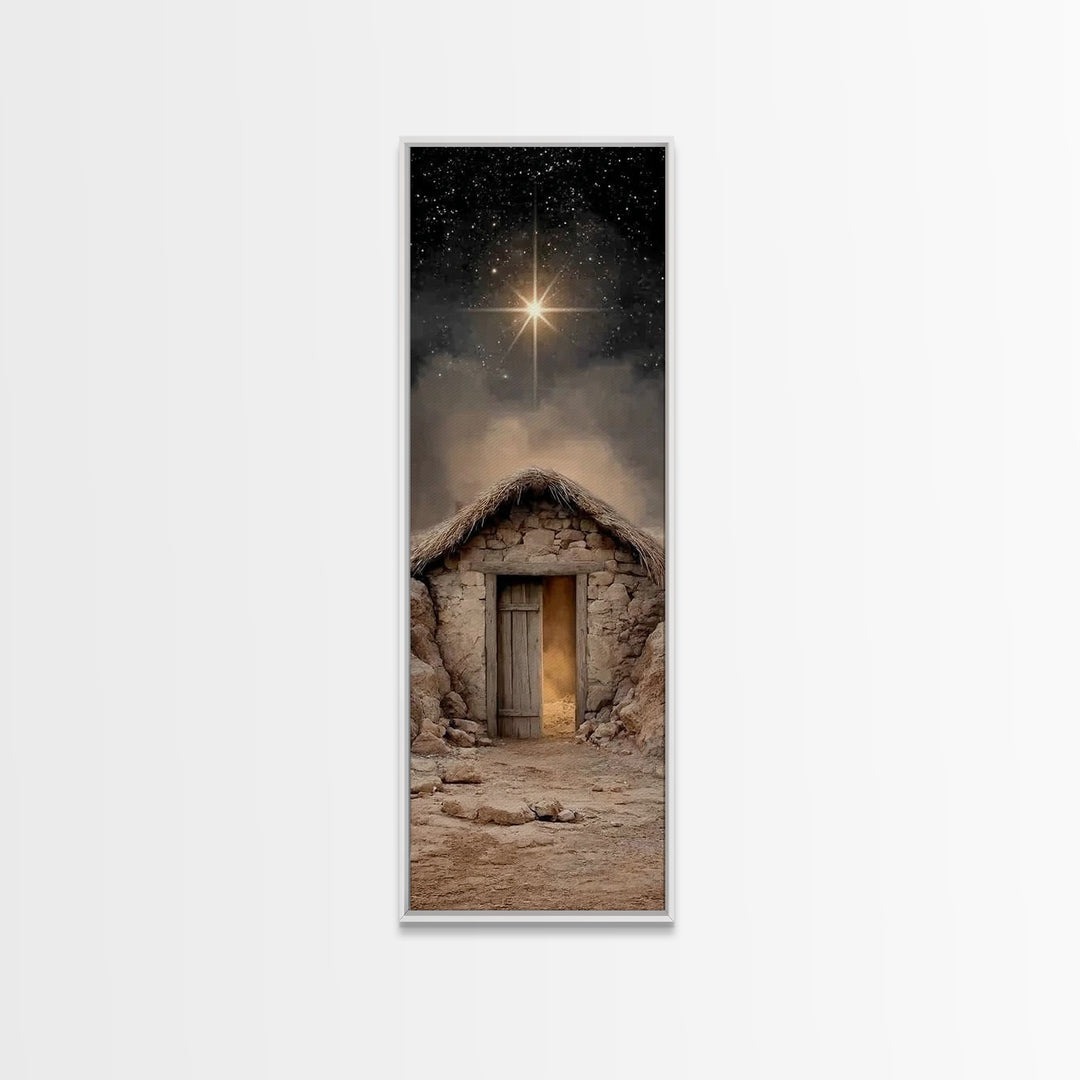 Star Over Bethlehem – Framed Canvas Print – Narrow Art – Christian Art Print – Christian Wall Art – Christmas Art