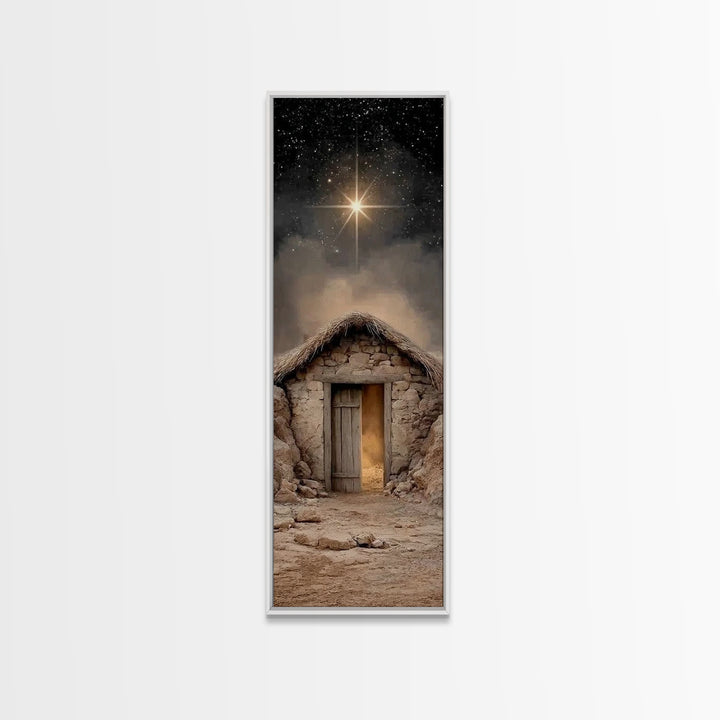 Star Over Bethlehem – Framed Canvas Print – Narrow Art – Christian Art Print – Christian Wall Art – Christmas Art