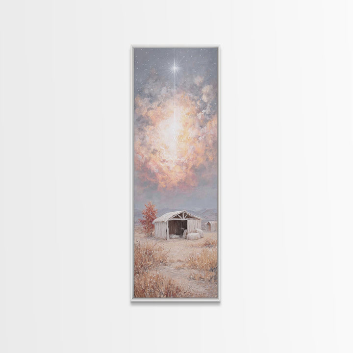The Guiding Star – Framed Canvas Print – Christian Wall Art – Jesus Painting – Christian Christmas Art – Tall Narrow Wall Art