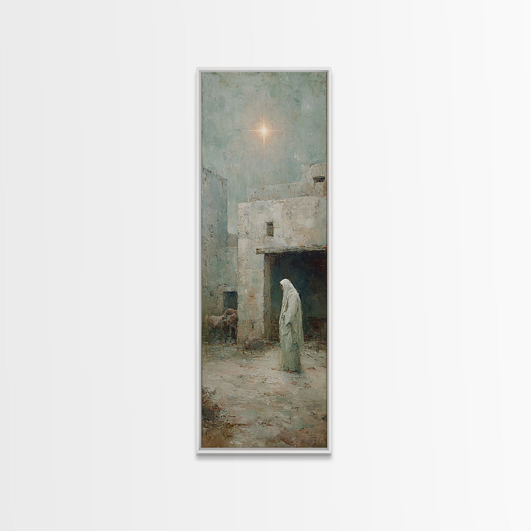 Bethlehem Dawn Path | Framed Canvas Print | Christian Wall Art | Jesus Painting | Narrow Art | Christian Christmas Art | Christian Art Canv