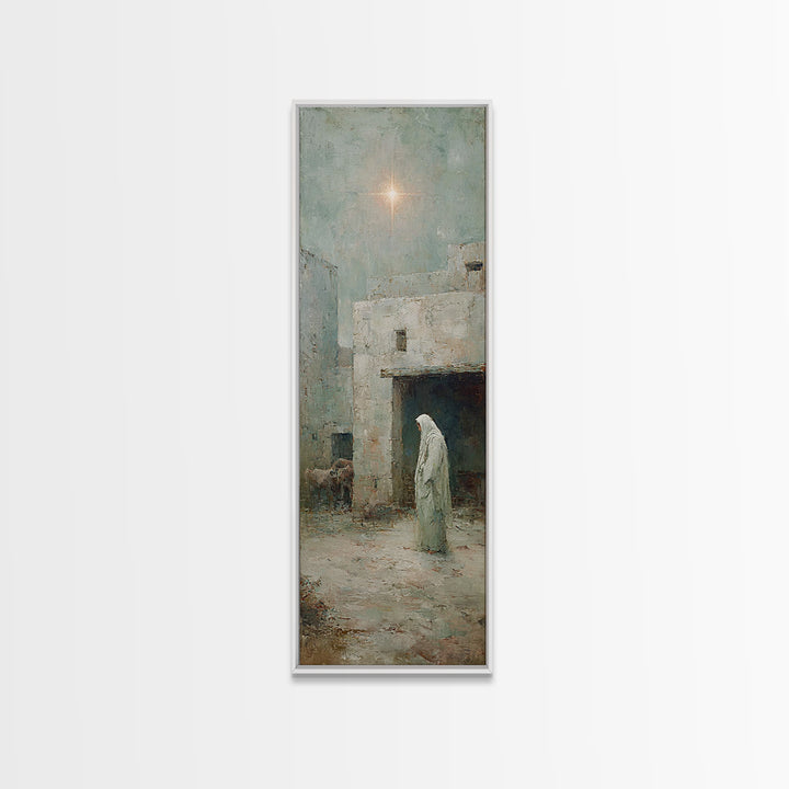 Bethlehem Dawn Path | Framed Canvas Print | Christian Wall Art | Jesus Painting | Narrow Art | Christian Christmas Art | Christian Art Canv