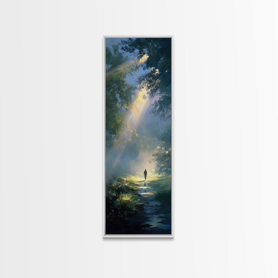 Walk Of Light – Framed Canvas Print – Christian Art – Christian Art Canvas – Tall Skinny Art Print – Jesus Painting – Christian Christmas A