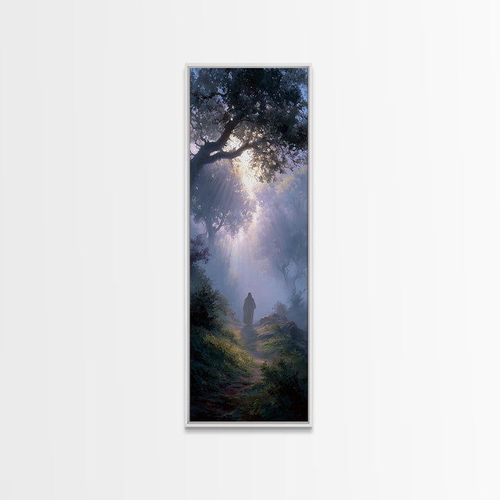 Autumn Prayer Road, Framed Canvas Print, Christian Wall Art, Skinny Art, Christian Art Canvas, Christian Christmas Art, Jesus Painting