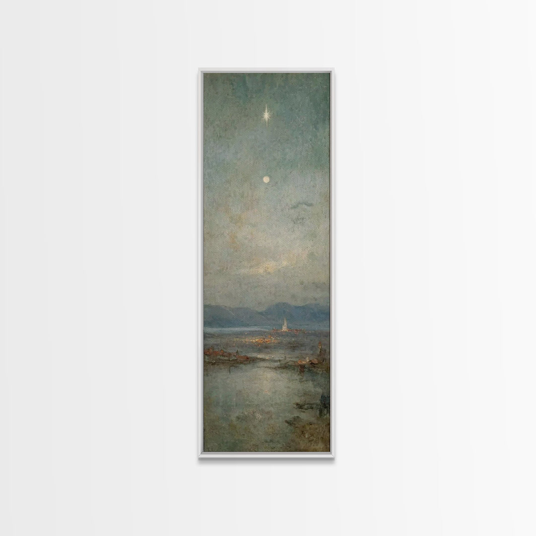 Bethlehem Night Star – Framed Canvas Print – Tall Narrow Wall Art – Christian Christmas Art – Christian Art Canvas – Christian Wall Art – C