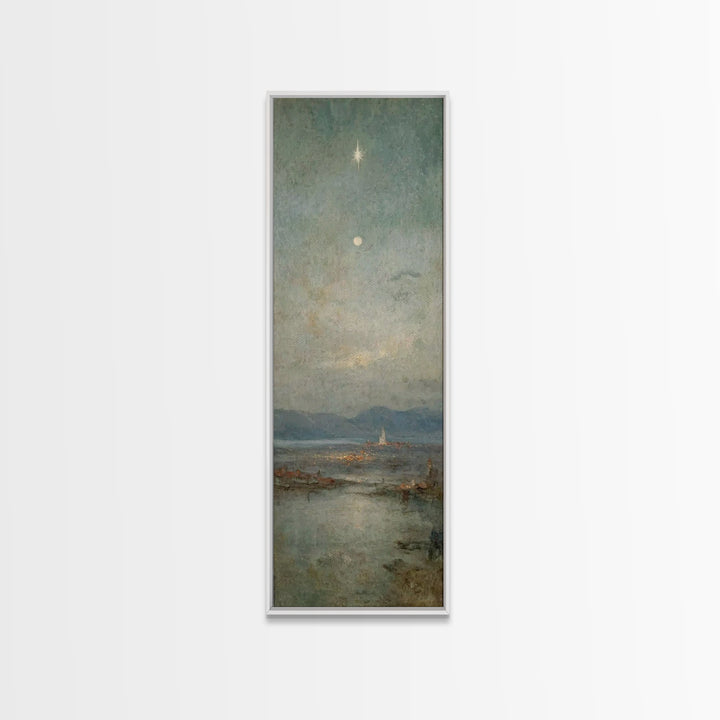 Bethlehem Night Star – Framed Canvas Print – Tall Narrow Wall Art – Christian Christmas Art – Christian Art Canvas – Christian Wall Art – C
