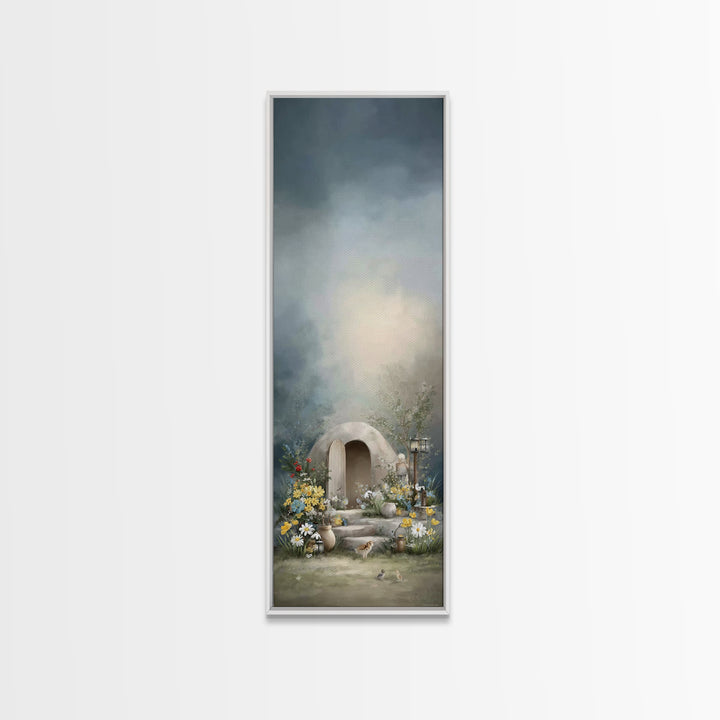 Garden Tomb Peace – Framed Canvas Print – Christian Christmas Art – Christian Wall Art – Christian Art Canvas – Narrow Art – Jesus Painting