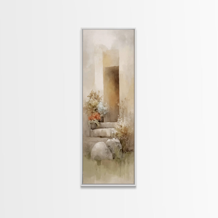 Risen Dawn Bloom – Framed Canvas Print – Christian Art Canvas – Jesus Painting – Christian Wall Art – Tall Skinny Art Print