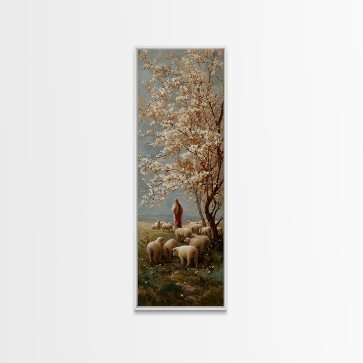 Garden Of Peace | Framed Canvas Print | Jesus Painting Canvas | Modern Christian Art | Narrow Art | Christian Christmas Art | Christian Wal