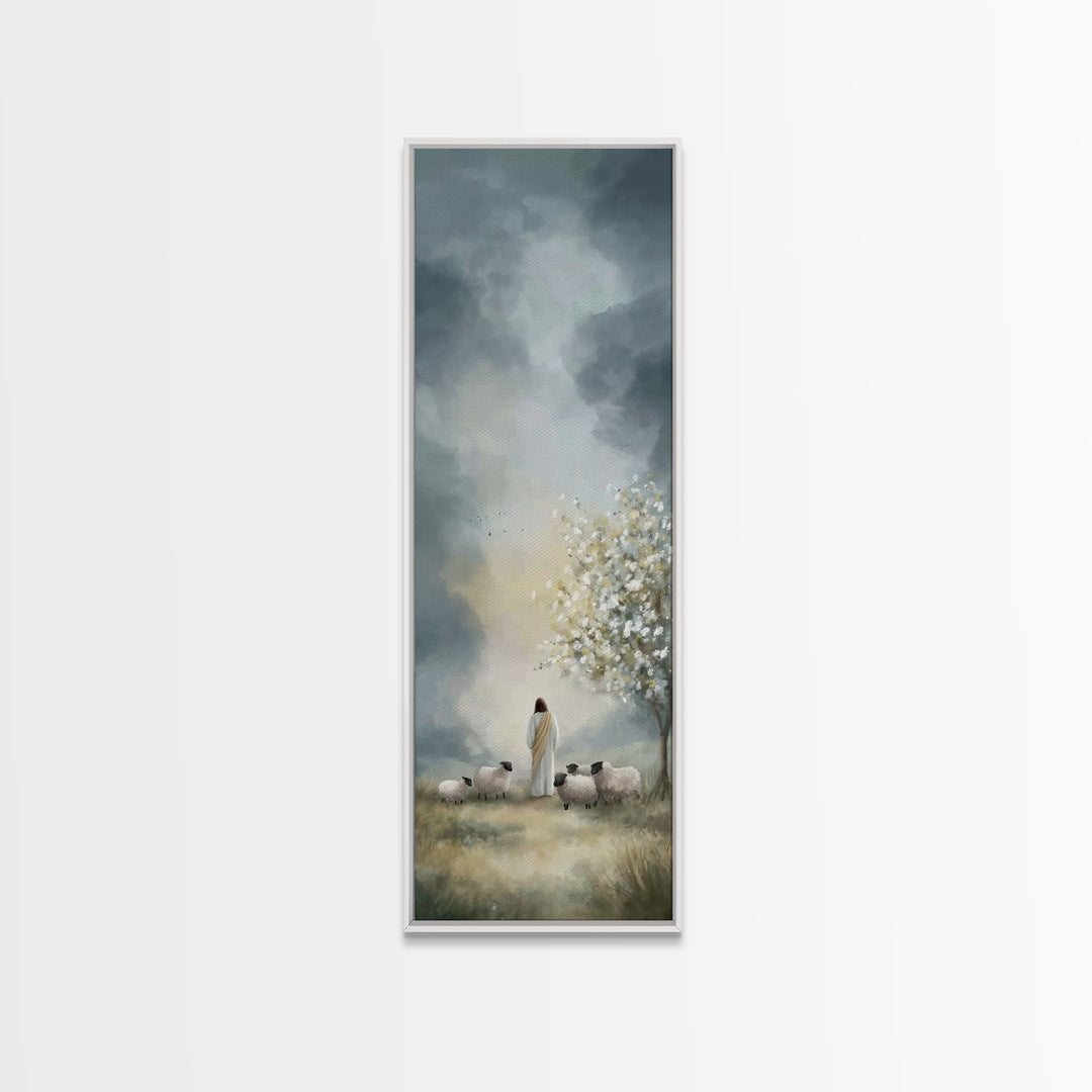 Heavenly Bloom Path – Framed Canvas Print – Christian Art Work – Minimalist Christian Art – Skinny Art – Christian Wall Art – Jesus Christm
