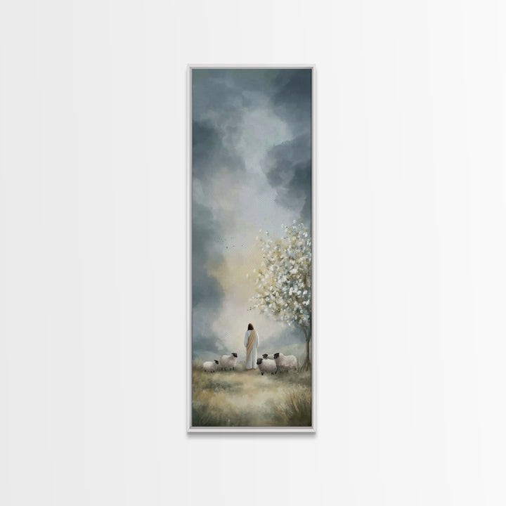Heavenly Bloom Path – Framed Canvas Print – Christian Art Work – Minimalist Christian Art – Skinny Art – Christian Wall Art – Jesus Christm