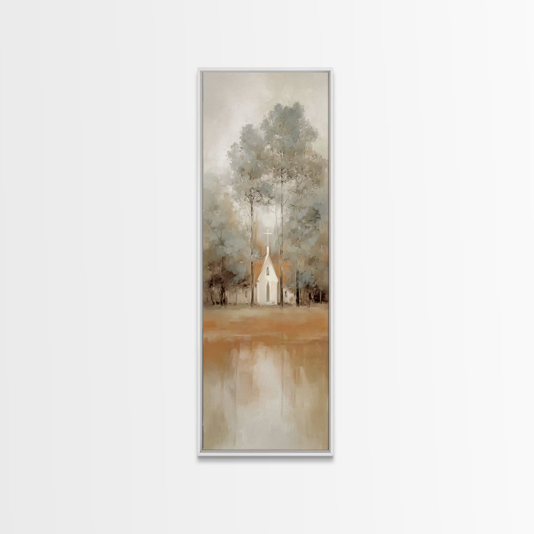 Chapel Of Stillness | Framed Canvas Print | Christian Wall Art | Christian Art Canvas | Tall Narrow Wall Art | Christian Christmas Art | Ch