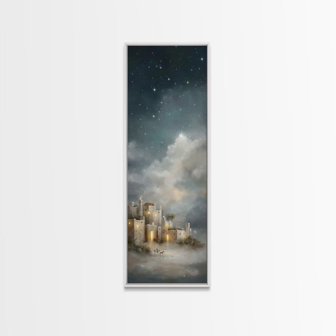 Star Over Judea – Framed Canvas Print – Narrow Art – Christian Art Canvas – Christmas Art – Christian Wall Art – Christian Christmas Decor