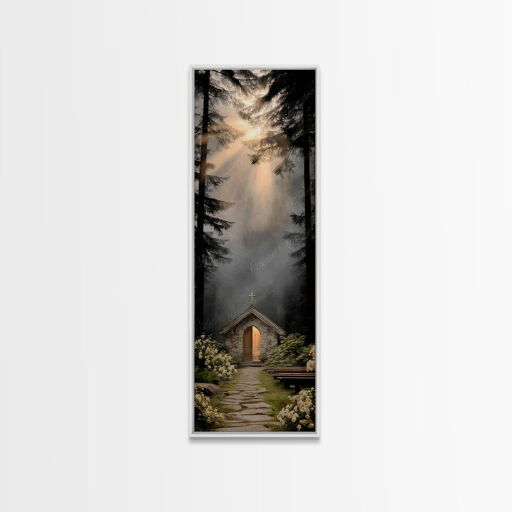Chapel Of Radiance | Framed Canvas Print | Christian Art Print | Christian Wall Art | Skinny Art | Christian Christmas Art | Christian Deco