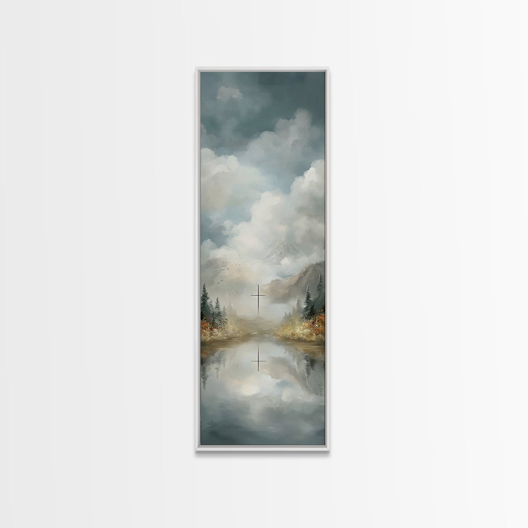 Cross Of The Valley – Framed Canvas Print – Christian Wall Art – Christian Art Work – Tall Narrow Wall Art – Modern Christian Art – Christi