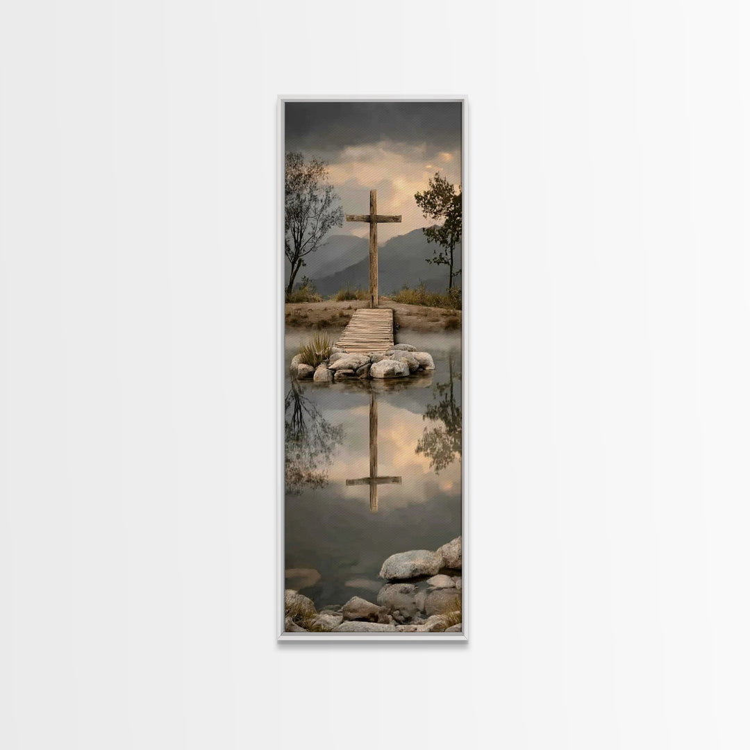 Reflections Of Hope | Framed Canvas Print | Christian Art Canvas | Vintage Christian Art | Tall Skinny Art Print | Christian Wall Art | Chr
