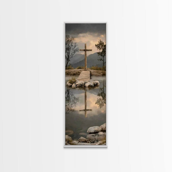 Reflections Of Hope | Framed Canvas Print | Christian Art Canvas | Vintage Christian Art | Tall Skinny Art Print | Christian Wall Art | Chr